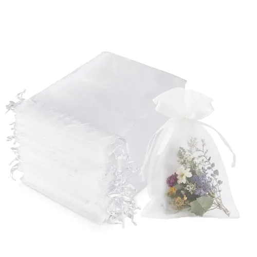 Kzouenzu Bolsas De Organza [100 Piezas], Bolsitas Para Regalos, Para Joyas, Bodas Festival Fiesta, Preferencias De Boda - 7 X 9 Cm