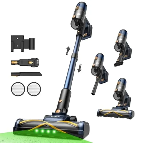 Vexilar Aspiradora sin Cable V12 58KPa/50 Min, Aspirador sin Cable Fácil Manejar, Batería Extraíble,Ligero,Multiusos Accesorios, Aspirador Escoba para Suelo/Alfombra/Pelo de Mascotas/Coche