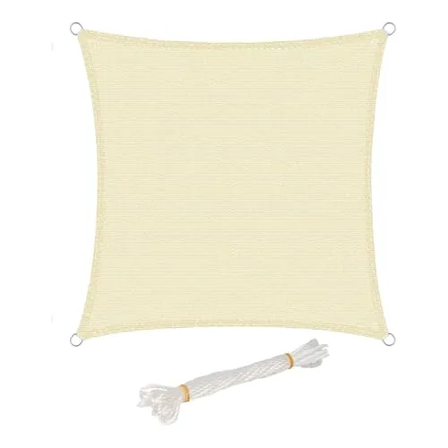 WOLTU Toldo Vela de Sombra Rectangular 4x5 m HDPE Transpirable Anti Rayos UV Solar protección 85% Resistente y para Jardín, Patio, Exteriores Arena, Crema