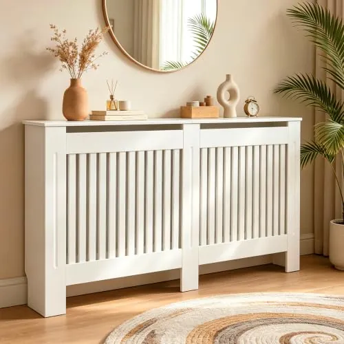 FATIVO Cubre Radiadores Alta Blanca de MDF 172x19x101cm (Vertical)