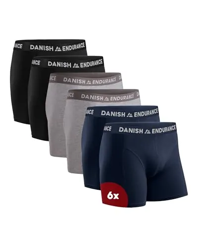 DANISH ENDURANCE Calzoncillos Boxer Hombre, 6 Pack MC (2xNegro, 2xGris, 2xAzul Marino Azul) XL