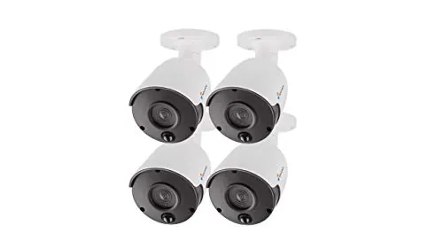Nivian-Kit 4 Unidades Cámara Falsa Tipo Bullet, réplica de cámara Real, Dummy Cámara de Seguridad Vigilancia Falsa Impermeable – Corona Leds IR Reales y PIR - Fake Cámara Simulada CCTV