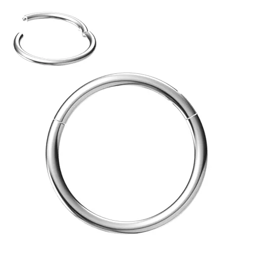 NewkeepsR Acero inoxidable 0.8mm×10mm para Hombres y Mujeres, Pendientes con bisagras para Septum, Piercing de Nariz, sin Costura, para cartílago, hélice, lóbulo de Oreja, joyería para el Cuerpo
