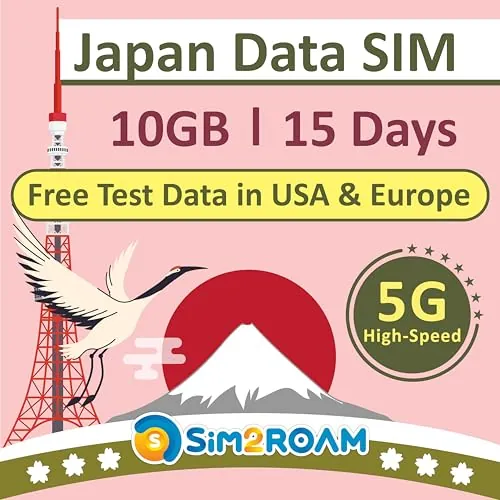 Tarjeta SIM Japón 15 días | Datos SOLAMENTE | 10 GB de datos 4G LTE de alta velocidad | Tarjeta SIM de viaje a Japón | ¡SIN registro, se necesita autenticación de identificación!|短期帰国・短期来日最適・安心日本語サポート
