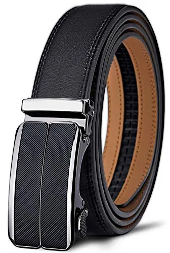 BULLIANT Cinturón Hombre Cuero Automática Cinturón De Hombre 35MM-Tamaño Ajustable,Negro1,125cm/36"-42"Cintura ajuste