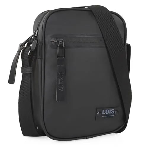 Lois - Bandolera Hombre Ajustable - Bolso Bandolera Hombre Lona - Bolso de Hombre Pequeño, Negro