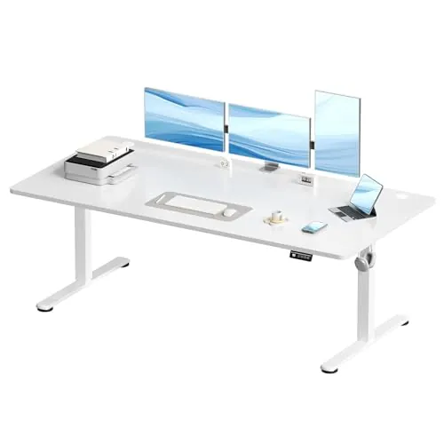 Devoko 180x80 cm Escritorio Regulable en Altura, Escritorio Elevable Eléctrico Telescópico Bidireccional, Escritorio de Oficinay Hogar, para Estudio en Casa con Tablero Ensamblado, Blanco