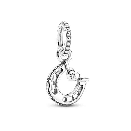 Pandora Passions Colgante con diseño de herradura y corazón de plata de ley con circonitas cúbicas transparentes