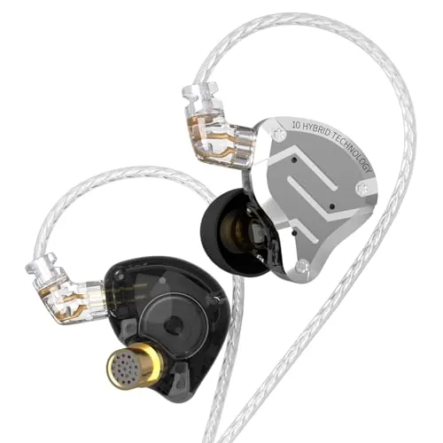 Yinyoo KZ ZS10 Pro In Ear Monitor 4BA 1DD Auriculares con Cable 2 Pines Desmontable- Auriculares in Ear para Gaming y Musical- 4 Pares de Almohadillas de Silicona
