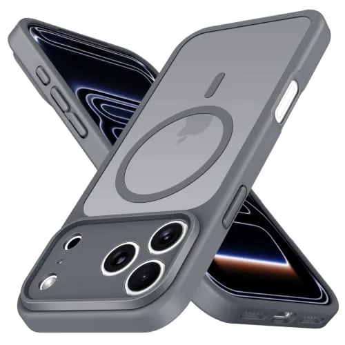 ivoler Funda Magnética para iPhone 18 Pro/iPhone 17 Pro, Compatible con MagSafe, [Protección Militar] Carcasa Protectora Antigolpes Antiarañazos Translúcida Mate Trasera Fina Case, Gris
