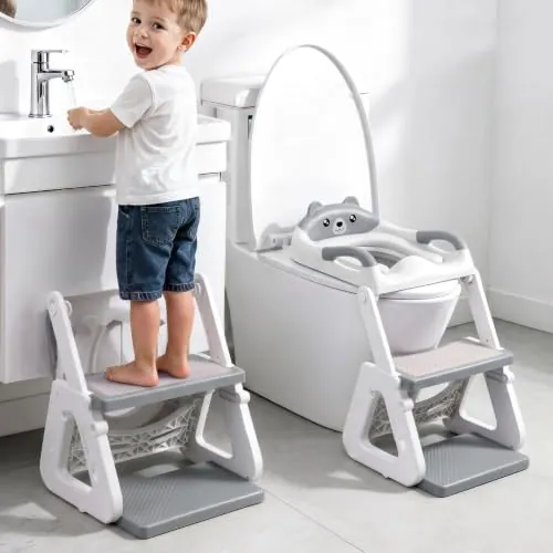 Adaptador Wc Niños, 2 in 1 Upgraded con Estructura Triangular, Oso