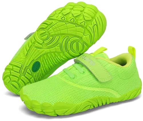 SAGUARO Barefoot Niños Zapatillas de Trail Running Niña Niño Minimalistas Zapatos de Deporte Blanditos Cómodos Calzado Descalzos para Exterior Interior, Verde, 26 EU