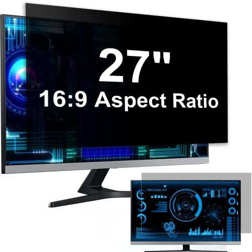 Pantalla de Privacidad Para Ordenador de 27 Relación de Aspecto 16:9, Protector de Monitor Filtro Antirreflejo de Luz Azul, Privacy de Film Extraíble Compatible con Lenovo/HP/Dell/Acer/Samsung/Toshiba