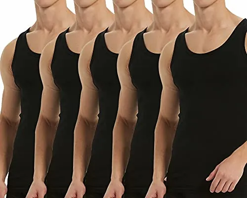 Falechay Camiseta Tirantes Hombre Pack de 5 Camisetas Negro XL