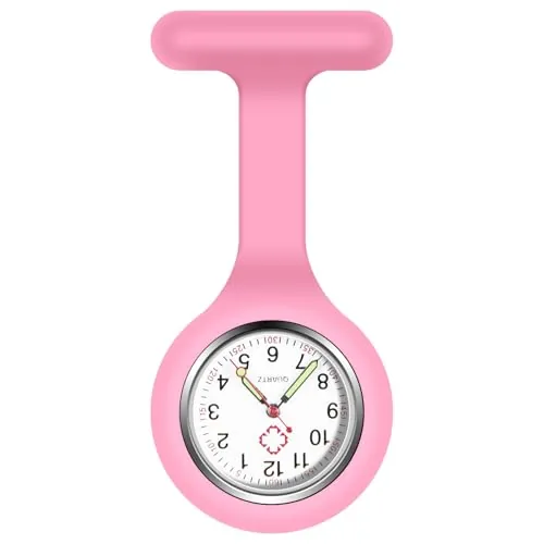 Vicloon - Reloj de Bolsillo Con Broche de Silicona Para Enfermera, Paramédico Unisex, Regalo Médico (Rosa)