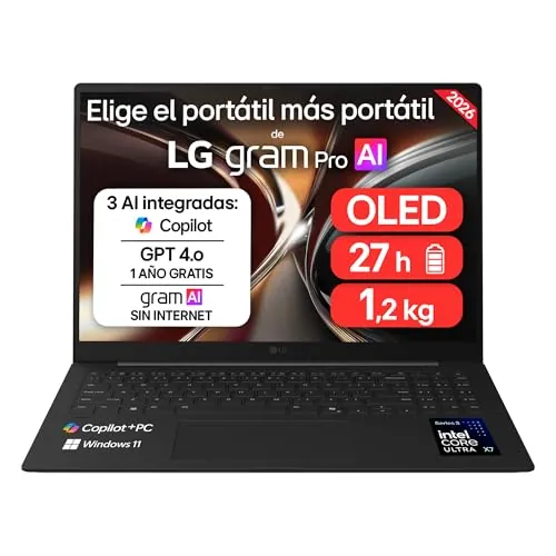 LG gram Pro 16Z90U-K.AUB5BN - Ordenador Portátil, 32GB RAM, 512GB SSD, 16"
