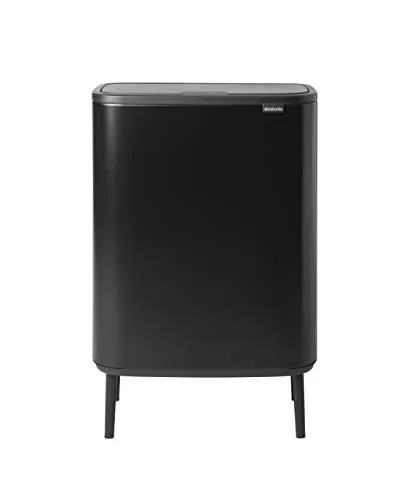 Brabantia Bo Hi Touch mecanismo de apertura con un toque - Cubo de basura con patas 2 x 30L, color negro mate