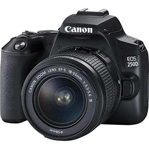 Canon Cámara digital (24, 1 megapíxeles, pantalla de 7,7 cm (3"), Vari-Angle Display, sensor APS-C, 4K, Full HD, DIGIC 8, WLAN, Bluetooth), incluye objetivo EF-S 18-55mm f/3.5-5,6 III, Negro