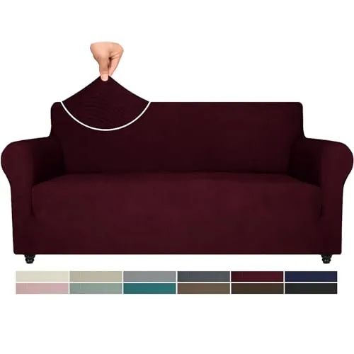 Ystyle Funda Sofa Ajustable 3 Plazas, Fundas Sofa Elasticas, Rojo | Fundas De Sofa Anti Gatos, Invierno Fundas Para Sofa Con Reposabrazos, Universales Sofa Cover Antideslizante Antimanchas