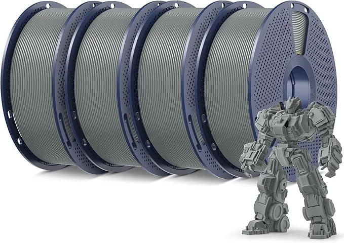SUNLU Pack 4KG Filamento PLA+ 1.75mm, Filamento PLA Plus para Impresoras 3D, Resistente y Precisión +/- 0.02mm, Gris
