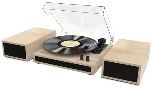 Wiibo Mustang 1970-BT Natural Tocadiscos Vintage Bluetooth con Altavoces incorporados Premium