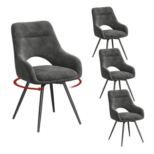 WOLTU Juego de 4 Sillas de Comedor Giratoria 360°,Gris