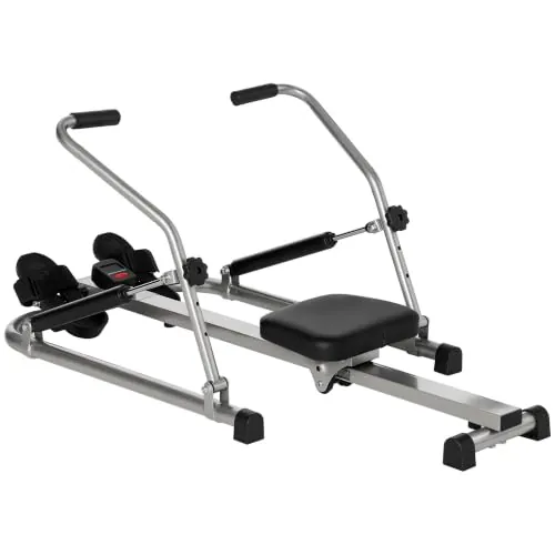 HOMCOM Máquina de Remo Hidráulico Plegable 129x70x70 cm Negro y Plata