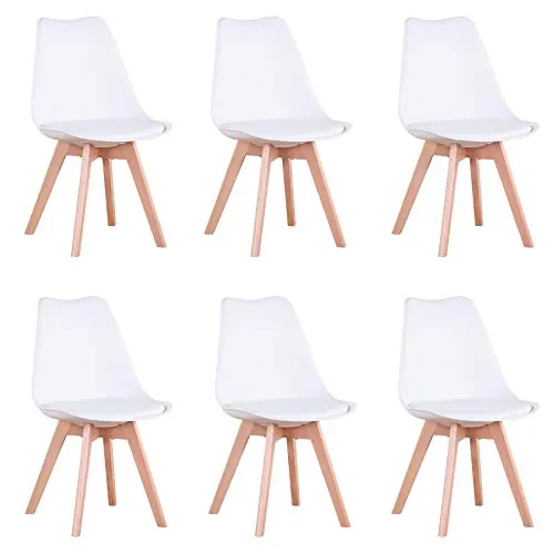GrandCA HOME Pack de 6 Sillas Comedor Sillas de Cocina Nórdicas,Blanco