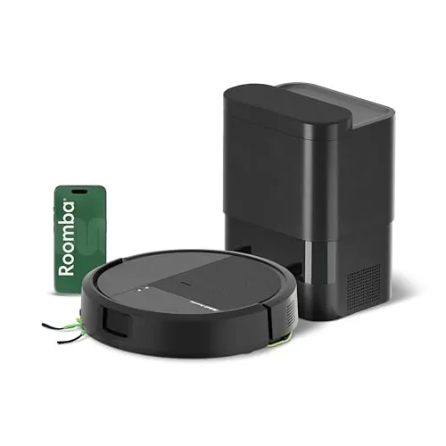 iRobot Roomba 115 Combo con Base AutoEmpty, Robot 2en1, Potencia de succión 15000 Pascales, Cepillo Lateral Flexible, Mopa de fregado extendida, 90 días autonomía, Navegación Clearview LiDAR, Negro