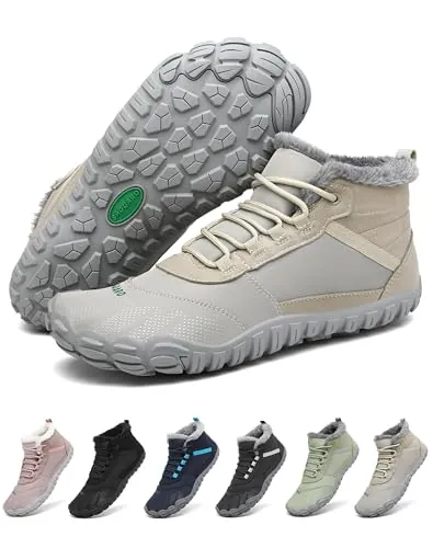 SAGUARO Botas de Nieve Hombre Mujer Zapatos Forrados Caliente Barefoot Botines Antideslizante, Gris 42
