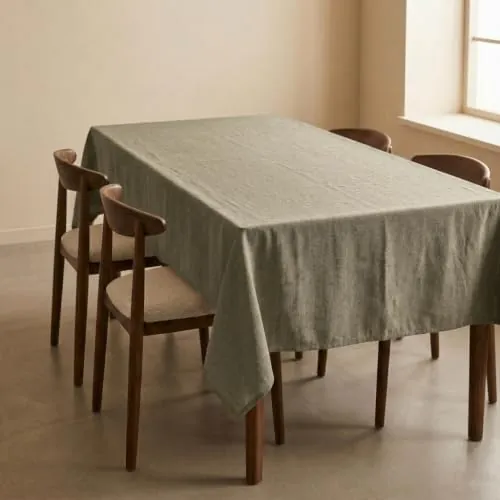 svet Mantel Antimanchas Tacto Tela Extrasuave, Mesa Rectangular, Algodón Impermeable, 140 x 260 cm (Liso, Verde)