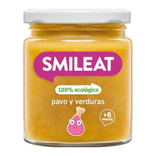 Smileat - Tarrito infantil de Pavo y Verduras - para Peques +6 Meses - Sin Azúcar ni Sal Añadido - Materia Prima de Calidad. Textura Suave y Fácil de Comer - 230g