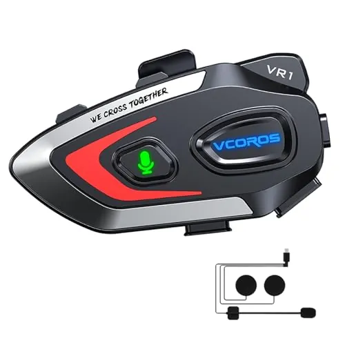 VCOROS Auriculares Casco Moto,VR1 Casco Moto Bluetooth 5.3 Bluetooth