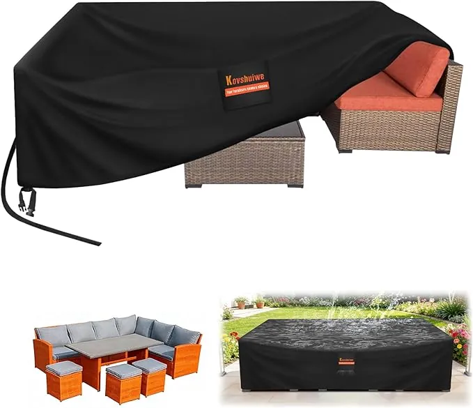 Kovshuiwe Fundas para muebles de jardín, 250 x 180 x 90 cm, funda impermeable para muebles de patio, fundas de mesa 420D de tela Oxford resistente al viento, anti-UV, para patio, exterior