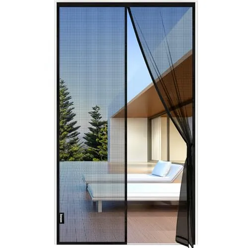 ALTAMENTE IGNÍFUGO - Mosquitera Puerta Magnetica - 80 x 200 CM - Negro, Mosquiteras para Puertas, Cierre Magnético de Arriba a Abajo, Automáticamente,Mantiene el Aire Fresco