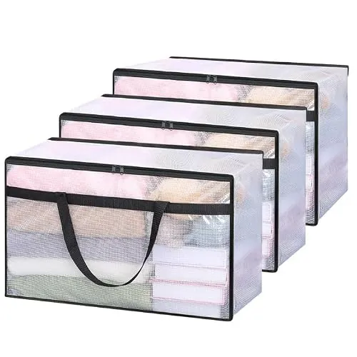 Vieshful 3 Bolsas Almacenaje 60L Transparentes Con Cremallera
