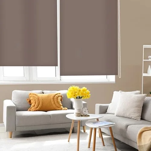 Blindecor Ara | Estor enrollable translúcido liso - Marrón, 180 x 175 cm (ancho por alto) | Tamaño de la Tela 177 x 170 cm | Estores para ventanas
