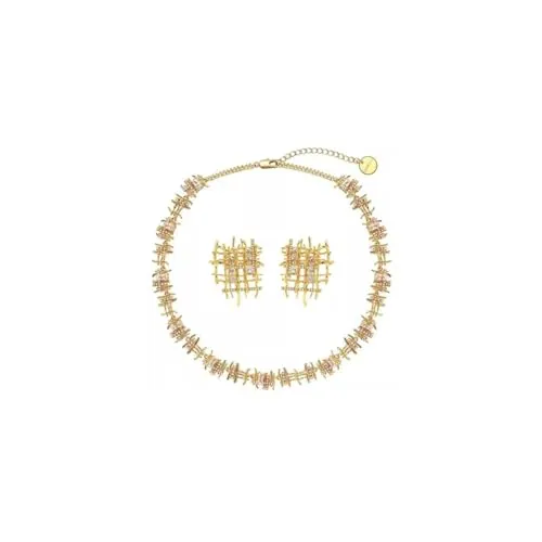 Gkaopi Juegos de Joyas para Mujer,Oro Trenzado Collar Pendientes Conjunto de Joyería con Zirconia Cúbico,Hipoalergénica Esqueleto Juego de Joyas de Novia para Mujer