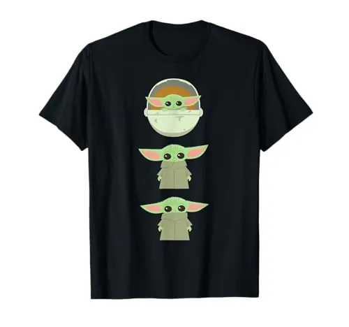 Star Wars The Mandalorian Grogu Trio Cartoon Poses Camiseta