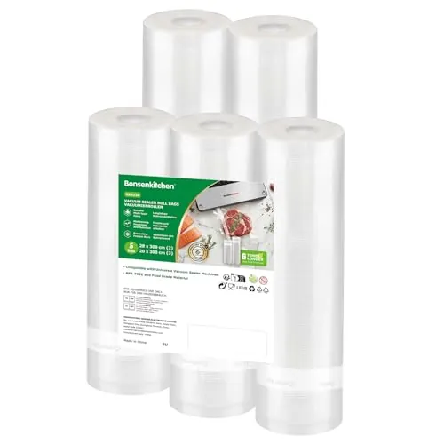 Bonsenkitchen Rollos Bolsas Vacío Alimentos 2×28cm×300cm & 3×20cm×300cm