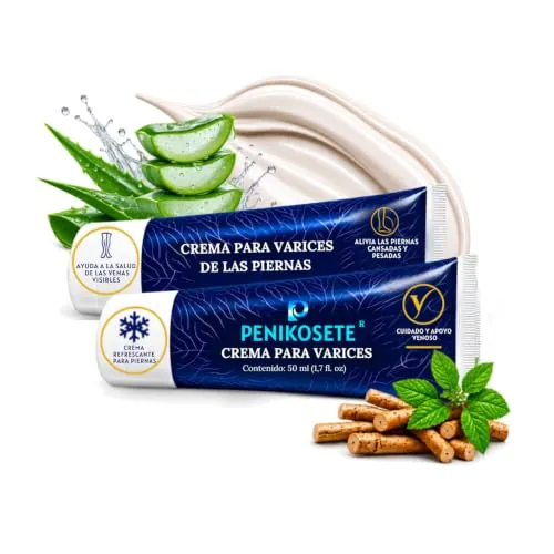 PENIKOSETE Ashwagandha Crema para Varices y Arañas Vasculares, Duplo 2x50ml