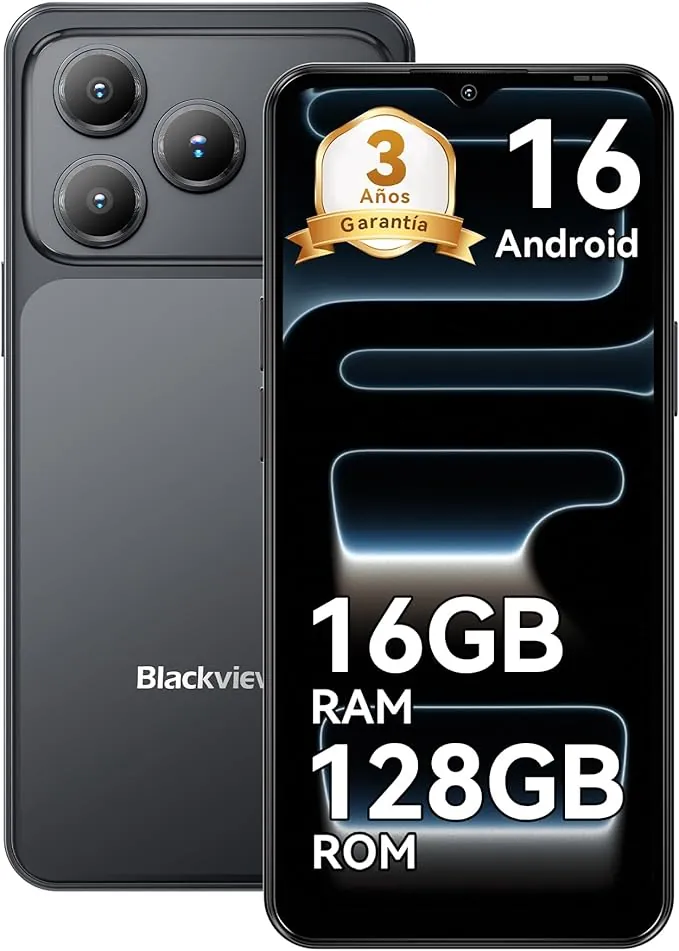 Blackview WAVE 7C Telefono Movil Baratos Buenos Android 16,32+13MP,6.56",16 +128GB/2TB TF Celulares Smartphone,Mobiles Libres Oferta 5000mAh/3.5mm/WiFi 5G/Face ID/3 Ranura Para Tarjeta,3 Años Garantía