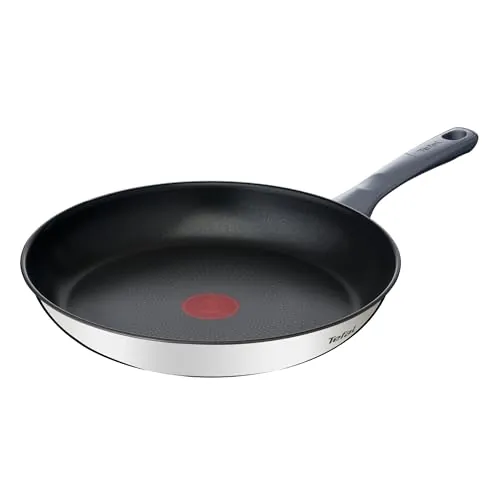 Tefal Daily Cook - Sartén de 28 cm, Apto inducción, antiadherente, revestimiento titanio, Thermo-signal, apto lavavajillas y horno, acero inoxidable