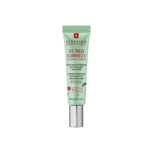 Erborian - CC Red Correct Crema Tinte Anti-Rojeces - Tratamiento Facial Perfeccionador del Tez con Corrección Colorimétrica - Tez Unificada - SPF 25 - Cuidado Cosmético Coreano - 15ml