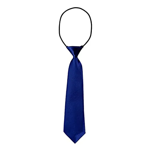 DonDon Corbata para niños con aire de seda brillada - 7 cm de ancho - con elástico -azul oscuro