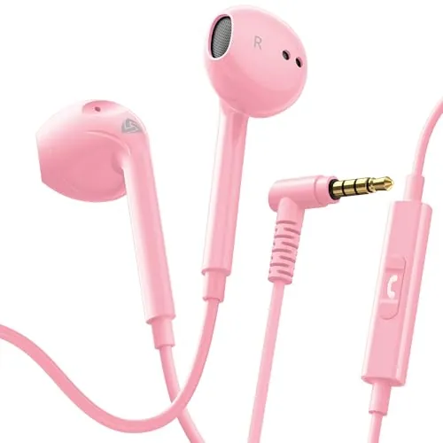 Ludos Zenith Auriculares In Ear con Cable y Microfono, 2 Años de Garantía, Auricular con Jack, Cascos Musica con Graves Potentes, para iPhone, iPad, Samsung, Xiaomi, Huawei, Gaming - Rosa