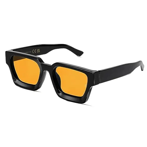 SHEEN KELLY Retangle Grueso Con Robusto Rectángulo Gafas De Sol Para Las Mujeres Los Hombres De Moda Clásico Estrecho negro De Carey Marco gafas De Sol