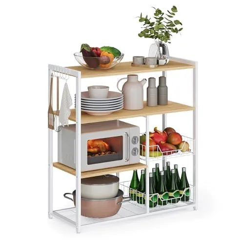 VASAGLE Estantería de Cocina para Microondas con 2 Cestas, 80 x 35 x 94 cm