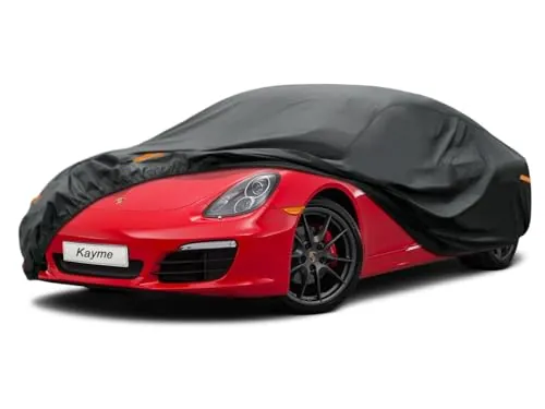 Funda Coche, Kayme Cubre Coches Exterior Impermeable Transpirable Anti-UV Antipolvo de 7 Capas, Cubierta para Coche Compatible con Porsche 718, Jaguar F-Type, 350z/370z, BMW Z4 Coupé (420 a 450 cm)