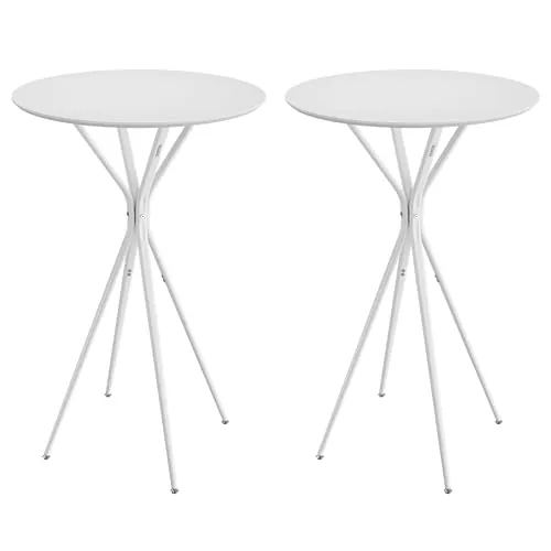 VASAGLE Juego de 2, Mesa de Bar, Redonda, Estructura Metálica